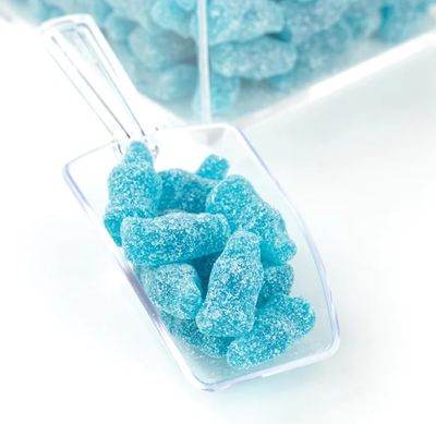 Sour Blue Raspberry Mini Soda Bottles Gummy Candy (Sour Blue Raspberry, 2 Pound)