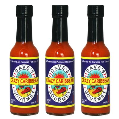 Dave&#39;s Gourmet Crazy Caribbean Hot Sauce - All Purpose Flavor Enhancer for Soups, Sauces, Dips - 3 Bottles