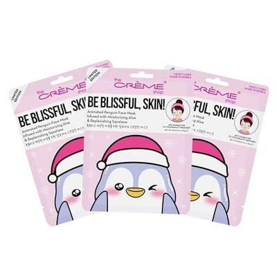 The Crme Shop Be Blissful, Skin! Penguin Holiday Holiday Animated Face Sheet Mask Korean Sheet Mask Holiday Gifts for Women Stocking Stuffers (3 Pack)