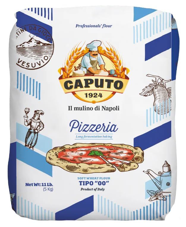 Antimo Caputo Pizzeria Flour Blue, 11 Pound (5Kg) Bag - Italian 00 Flour - Soft Wheat for Pizza Dough - Makes that Perfectly Elastic, Chewy, Crispy Bubble Neapolitan Pizza