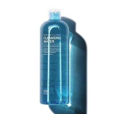tenzero Moisture Collagen Cleansing Water 16.7 fl.oz (500ml), Hydrating &amp; Anti Aging, Facial Water Cleansing &amp; Makeup Removal, No Rinse Needed, For All Skin Types, Korean Makeup Remover