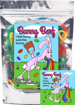 Bunny Barf Rainbow Lace Licorice Funny Unique Easter Basket Stuffer Gag Gift Candy for Birthday Girls, Boys and Teens (5.5 Ounces)