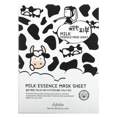 esfolio Pure Skin Milk Essence - Hydrating &amp; Nourishing Korean Face Essence for Soft, Radiant Skin - Lightweight, Fast-Absorbing, Moisturizing Formula for All Skin Types (Pack of 10)