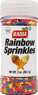 Badia Rainbow Sprinkles 3 oz - Colorful Topping for Ice Cream, Cakes, Cookies, Cupcakes &amp; Desserts - Sweet Decoration for Baking