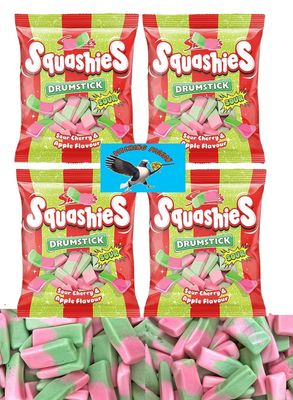 Swizzels Squashies Drumstick Sour Cherry and Apple Flavor Gummy Candy 17oz Total - Includes PITCHING PIGEON Brand Magnet