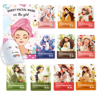 10 Pack Hydrating Face Masks Skincare, Spa Party Facial Sheet Mask Gifts for Women Girls, Moisturize, Soothe, Reducing Wrinkles &amp; Fine Line Skincare Set for All Skin Types
