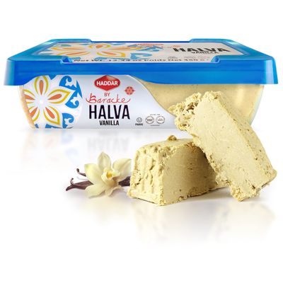 Haddar by Baracke Premium Quality Vanilla Halva 12.34oz Fine Sesame Seed Paste Dessert Made with Tahini, Gluten Free, Vegan, Kosher