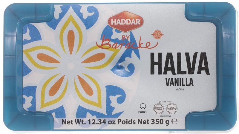 Haddar by Baracke Premium Quality Vanilla Halva 12.34oz Fine Sesame Seed Paste Dessert Made with Tahini, Gluten Free, Vegan, Kosher