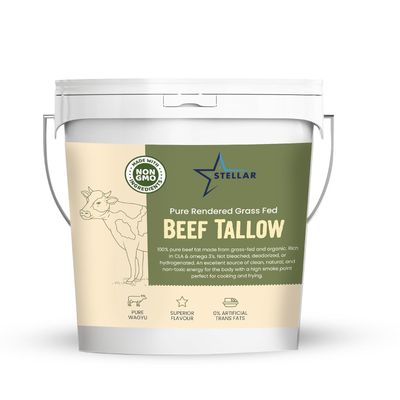 Stellar - Beef Tallow - 100% Grass-Fed &amp; Finished - Good for Cooking, Baking and Frying - Food Grade - 3 LBS