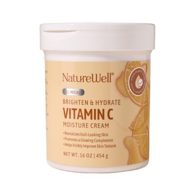 NATURE WELL Clinical Vitamin C Brightening Moisture Cream for Face &amp; Body, Anti-Aging Skincare, Nourishing, Reduces Discoloration, Improves Overall Tone &amp; Texture, Non-Greasy, Version 2.0, 16 Oz