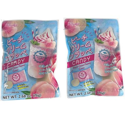 Kasugai Peach Cream Frappe Japanese Hard Candy (2 pack) Gift Pack
