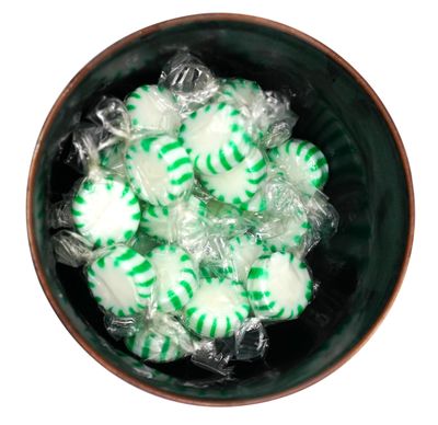 Sugar Free Spearmint Starlights - 1 lb of Individually Wrapped Green and White Hard Candy