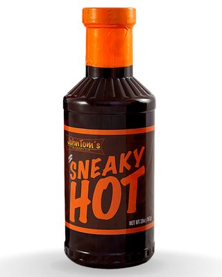 JohnTom&#39;s Barbecue: Sneaky Hot Sauce - Gourmet BBQ Sauce 20 oz. Bottle - Made with All Natural Ingredients. Good as Brisket Marinade, Dipping Sauce, Meatballs, Pulled Pork, Veggies, Ribs, and Wings.