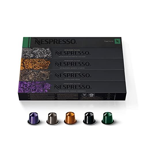 Nespresso Capsules Original Line, Ispirazione Variety Pack, Medium &amp; Dark Roast Espresso Coffee, 50 Count Coffee Pods
