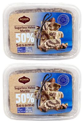 Achva Marble Sesame Sugarless Halva, 300 grams,Pack of 2