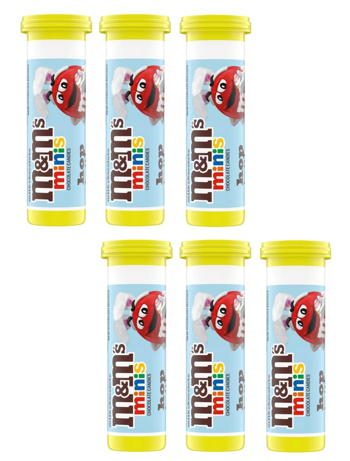 MM Mini Tubes - Pack of 6 - Delicious Candy Covered Chocolates - Easter Designs - Perfect for Easter Baskets - Great for Sharing with Friends and Family