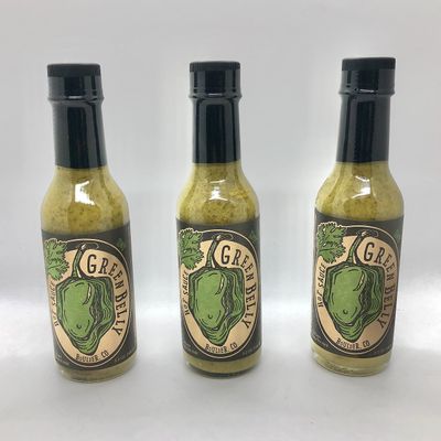Green Belly Hot Sauce: uses Cilantro, Habanero, Garlic &amp; Organic Apple Cider Vinegar - 3pack