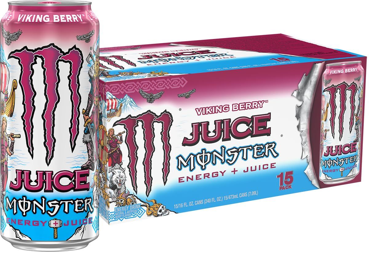 Monster Energy Juice Viking Berry, Energy Juice, Energy Drink, 16 Ounce (Pack of 15)