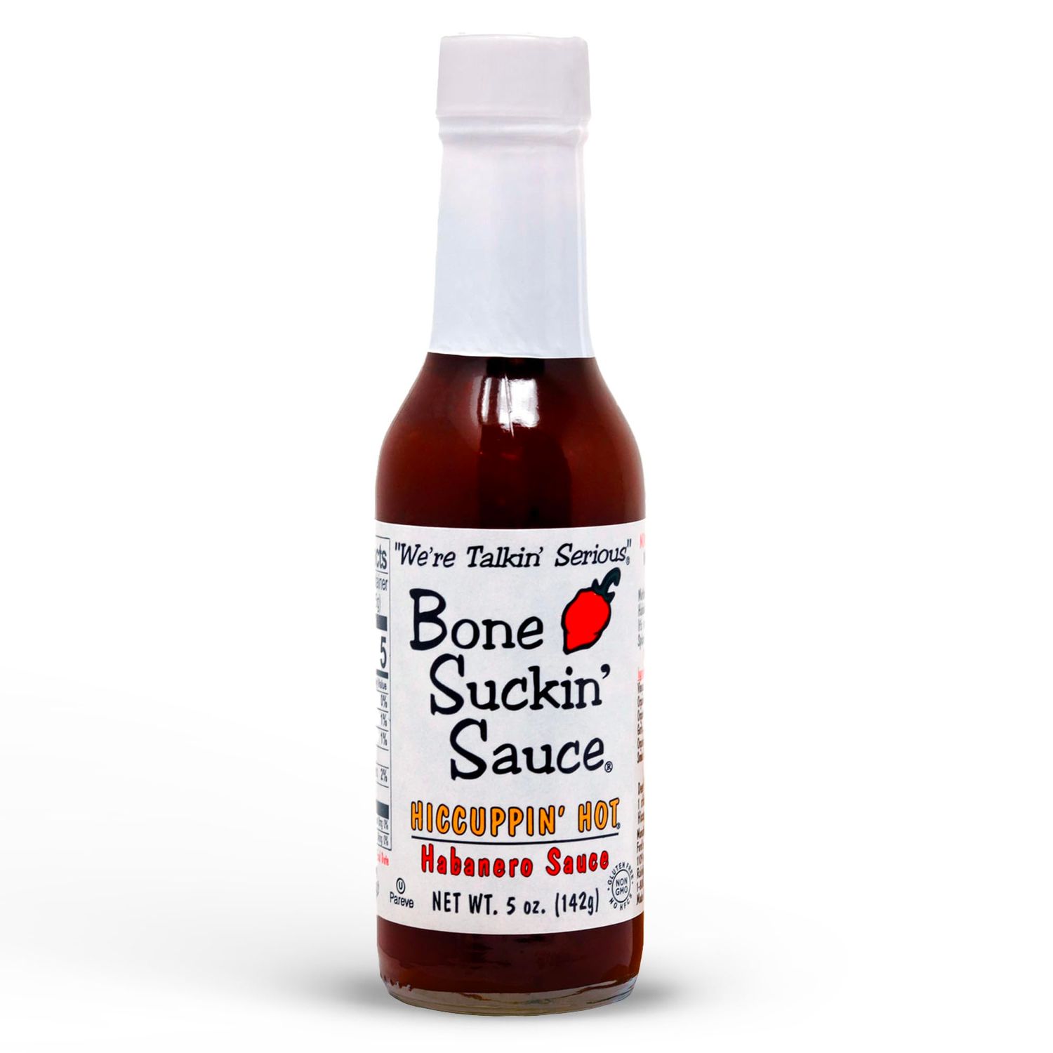 Bone Suckin&#39; Hiccupin&#39; Hot Habanero Sauce - 5 oz. Jar - Mother Nature&#39;s Habanero Heat Infusion - Delicious on Wings, Soups &amp; All Foods - NON GMO, GLUTEN FREE, FAT FREE, KOSHER