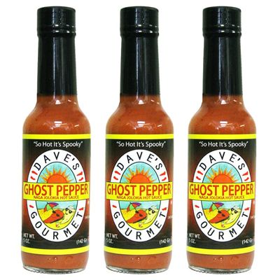 Dave&#39;s Gourmet Ghost Pepper Naga Jolokia Hot Sauce Full Flavored Exceptionally Hot - 3 Bottles