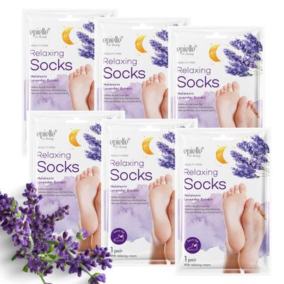 Epielle Relaxing Foot Masks, 6 Pairs Deep Moisturizing Socks with Melatonin &amp; Lavender Extract, Vegan &amp; Cruelty-Free, Korean Skincare, Easter Gifts, Mother&#39;s Day Gifts