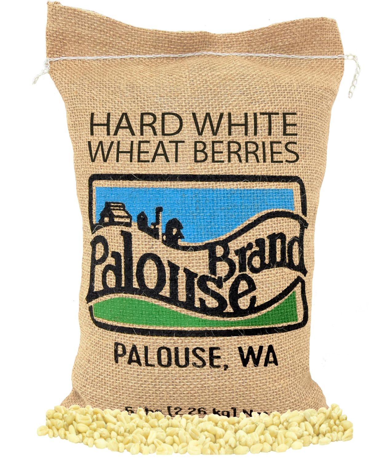 Certified Glyphosate Residue Free Hard White Wheat Berries 5 LBS Family Farmed in Washington State 100% Desiccant Free Non-GMO Project Verified 100% Non-Irradiated Kosher Field Traced Burlap Bag