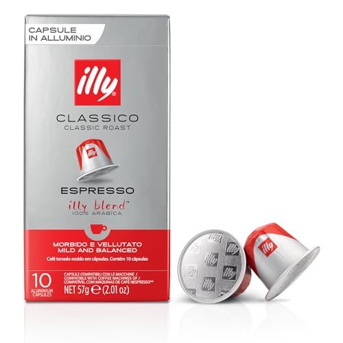Illy Espresso Compatible Capsules - Single-Serve Coffee Capsules &amp; Pods - Classico Roast - Notes Of Caramel, Orange Blossom &amp; Jasmine - For Nespresso Original Machines Machines - 10 Count