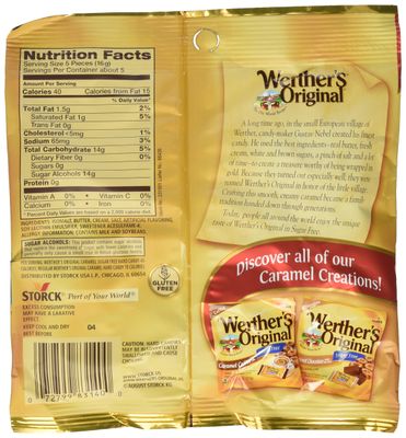 Werther's, Caramel Sugar Free Hard Candy, Original, 2.75 Ounce (Pack of 4)