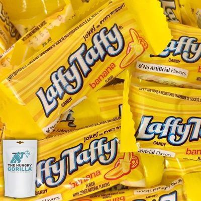 Laffy Taffy Banana Chewy Individually Wrapped Bulk Candy - 2lbs Packaged in Resealable Stand-Up Bag.