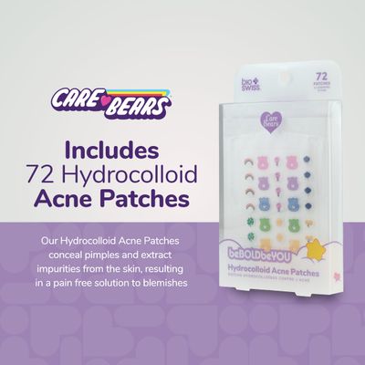 BioSwiss Pimple Patches, Care Bears Printed Acne Patch for Zits and Blemishes, Hydrocolloid Spot Stickers for Face and Skin, 72 Count