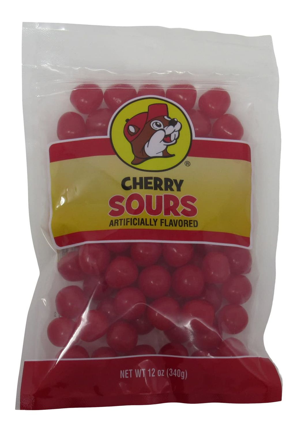 Buc-ee&#39;s Cherry Sours Red Candy in a Resealable Bag, 12 Ounces