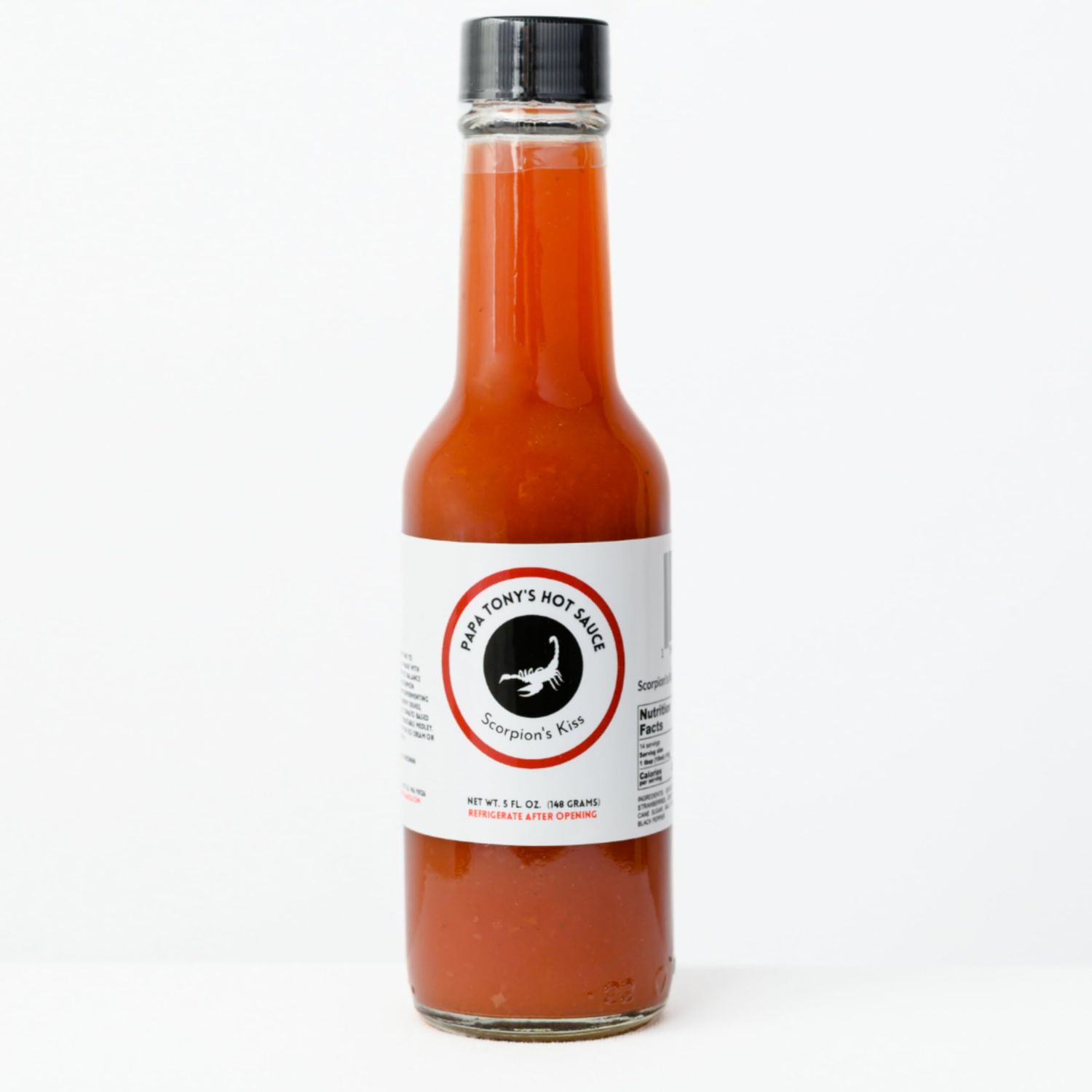 Papa Tonys Scorpions Kiss Hot Sauce Gourmet Blend with Fresh Trinidad Moruga Scorpion Peppers, Organic Strawberries, Lemon &amp; Lime Juice Extra Hot &amp; Flavorful Perfect for BBQ, Smoked Meats, Tacos 5oz