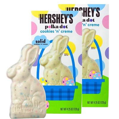 Hershes Bunny Cookies &#39;n&#39; Creme Polka Dot Chocolate, Easter Bunny 4.25oz, Perfect For Easter Egg Hunts (2 Count)