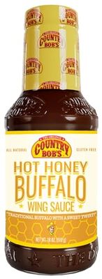 Country Bob&#39;s Hot Honey Buffalo Wing Sauce - Traditional Buffalo with Sweet Twist, Small Batch Crafted, Ideal for Grilling, Frying, Baking, 18oz