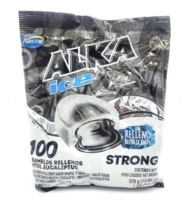 Arcor Alka Ice Mints with Gel Center - Strong Menthol Flavored, Menthol Eucalyptus Jelly Center - Aspartame-Free Long-Lasting Fresh Breath Mint Candy, Individually Wrapped, Party Size - (100 Pieces)