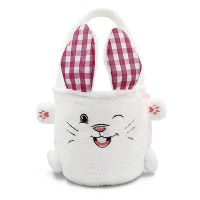 Lamyba Easter Baskets for Kids Plush Bunny Basket Egg Buckets Rabbit Bucket Tote for Easter Egg Hunts Decorations Candy Gifts Storage