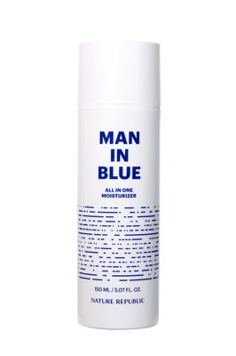 Nature Republic Man in Blue All in One Moisturizer - Daily Fresh Facial Lotion, Korean Natural Hydrating Simple Skin Care for Men Dry Beard Face, Rich, Lightweight, Aftershave, 150ml/5.07 Fl.Oz.