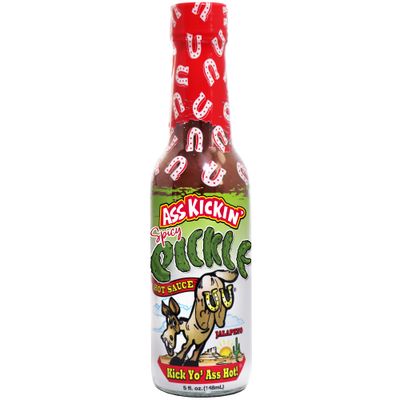 ASS KICKIN&#39; Spicy Pickle Hot Sauce - 5 oz Premium Gourmet Jalapeno for Chicken Wings and Burgers-Perfect Stocking Stuffers or Christmas Gifts the fan-Try if you Dare!, 5.0 Fl Oz, ounces