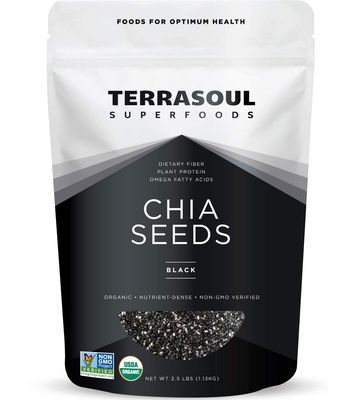 Terrasoul Superfoods Organic Black Chia Seeds, 2.5 Pounds, Nutrient-Packed Superfood for Energy, Puddings, Smoothies, and Baking