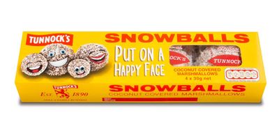 TUNNOCK&#39;S Snowballs - Coconut Covered Marshmallows 4 Pack 120g (4.2 oz)