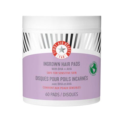 First Aid Beauty - Ingrown Hair Pads with BHA AHA - Aftershave Treatment Pads to Help Prevent Razor Bumps for Men &amp; Women - Exfoliate Underarms &amp; Bikini Area - Compostable for Daily Use - 60 Pads