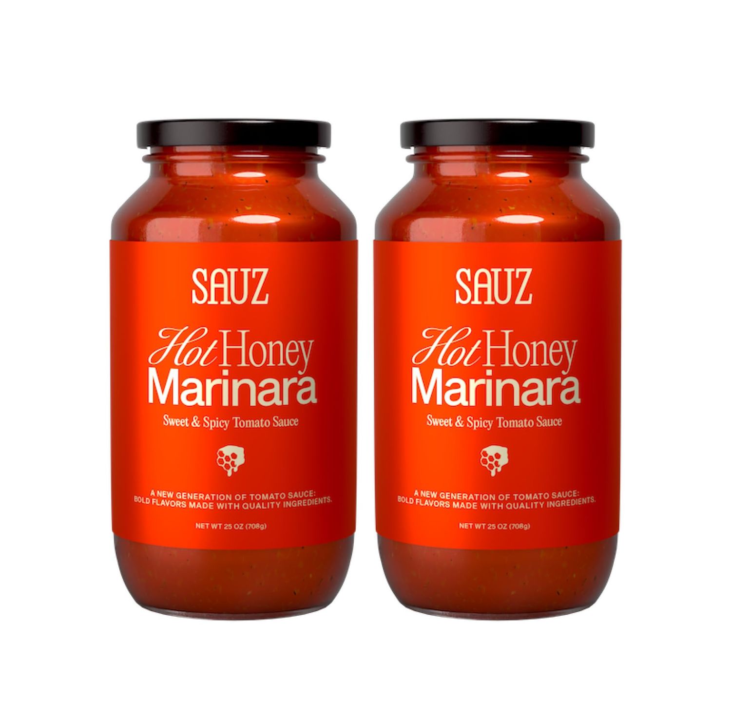 Hot Honey Marinara Pasta Sauce, 25 Oz Jar (2-Pack), Sweet &amp; Spicy Tomato Sauce, Gluten-Free, Non-GMO, Multi-Use, Clean Ingredients - Small Batch Tomato Sauce