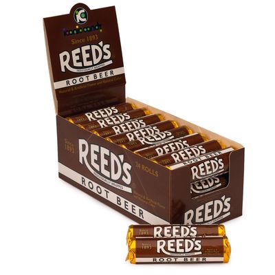 Reeds Root Beer Candy Rolls Traditional Root Beer Hard Candy Creamy Root Beer Flavored Old-Fashioned Reeds Candy Brought To You By Iconic Candy 24 Count