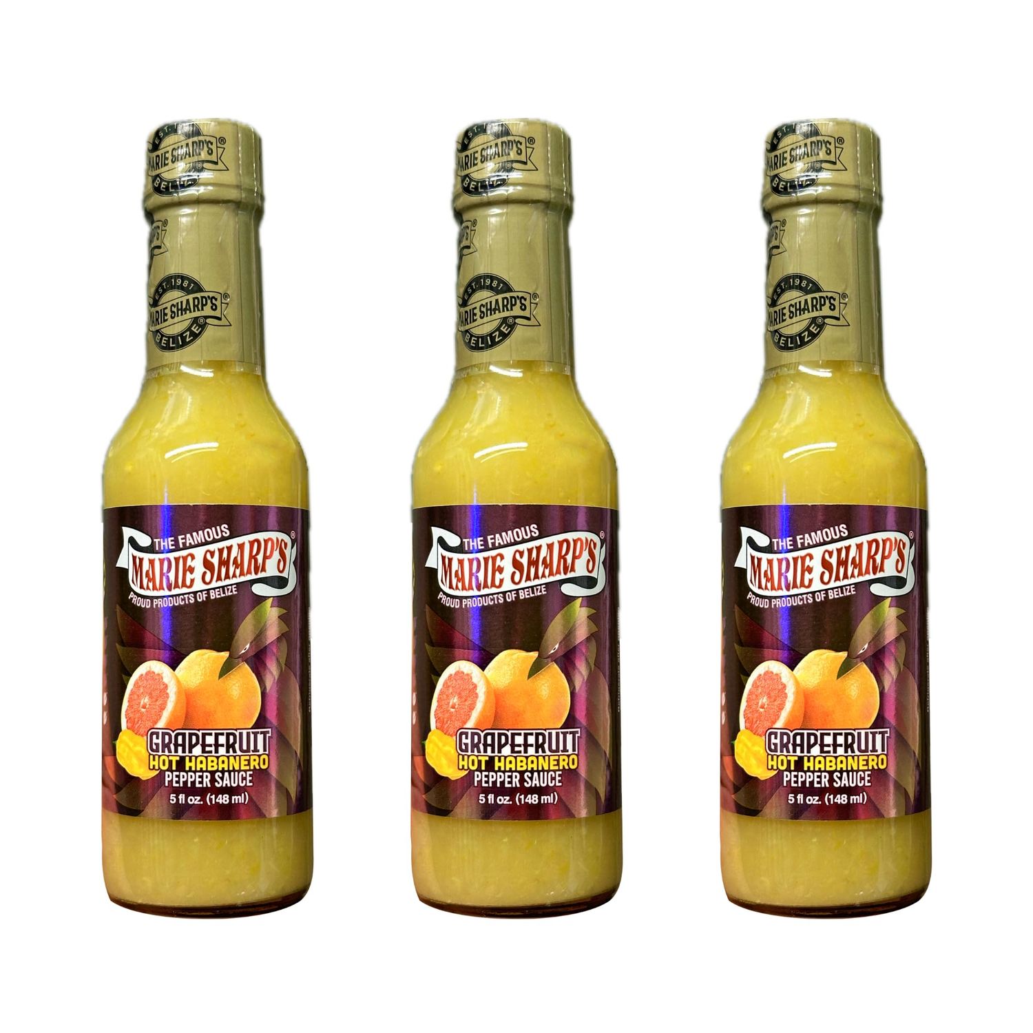 Marie Sharp&#39;s Grapefruit Hot Habanero Pepper Sauce, 5 oz each (Pack of 3)