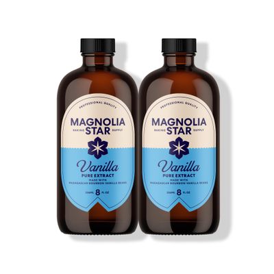 Magnolia-Star Pure Vanilla Extract, 16 oz., Made from Hand-Selected Madagascar Bourbon Vanilla Beans, Non-GMO and Gluten-Free Baking Vanilla (8oz. Bottles, 2 Ct)
