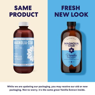 Magnolia-Star Pure Vanilla Extract, 16 oz., Made from Hand-Selected Madagascar Bourbon Vanilla Beans, Non-GMO and Gluten-Free Baking Vanilla (8oz. Bottles, 2 Ct)