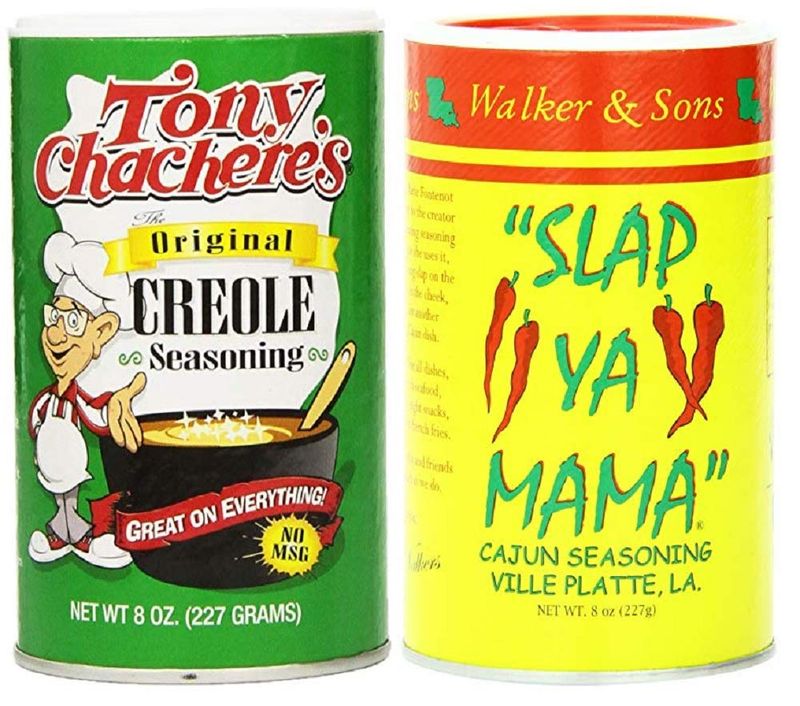 Louisiana Favorites No MSG Cajun Creole Seasoning Bundle - 1 each of Tony Chachere&#39;s Original Creole and Slap Ya Mama Cajun Seasonings (8 Ounces each) Pack of 2