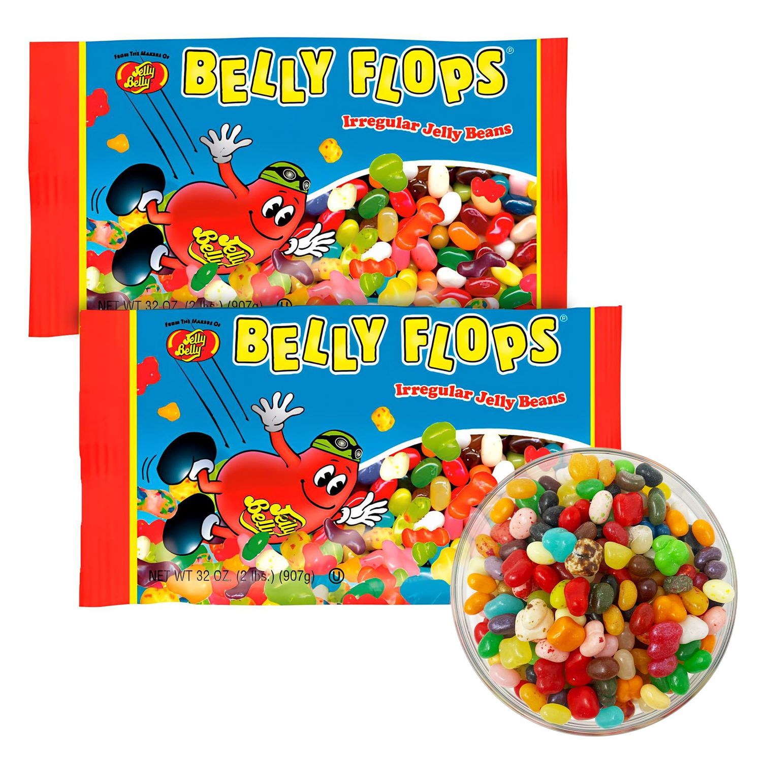 Jelly Belly Belly Flops Jelly Beans - 2 lb. Bag - 2 Pack - Official, Genuine, Straight from the Source