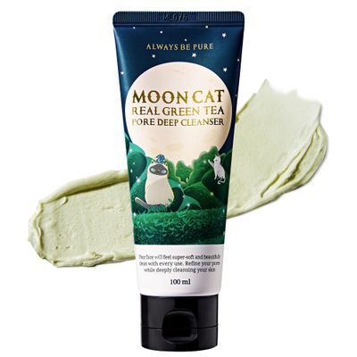 ALWAYS BE PURE Mooncat Real Green Tea Pore Deep Cleanser 100ml(3.38oz) clay pack to foram, blackhead, face wash, for dry skin, korean skincare