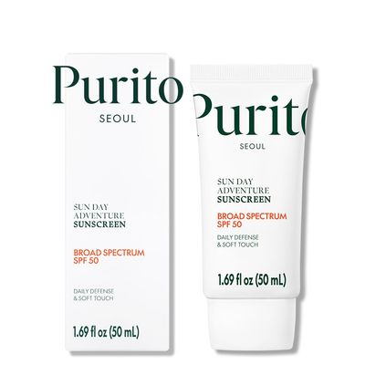 PURITO Sun Day Adventure Korean Sunscreen Smoothest and Lightest Texture Broad Spectrum SPF 50 UVA &amp; UVB Protection No White Cast Oil Free For All Skin Types Vegan Daily Skin Care 50ml, 1.69 fl.oz